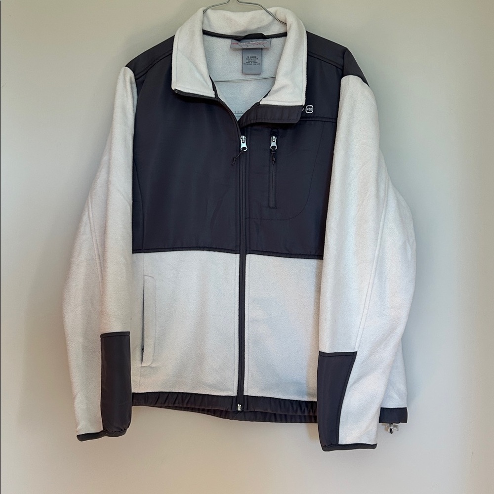 Free Country jacket cream colour polyester fleece & grey panels size XL like new